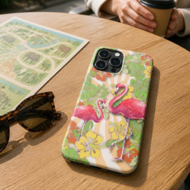 Kleurrijke Abstracte Flamingo & Bloemmotief  Case-Mate iPhone Case