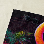 Kleurrijke Abstracte Flamingo Tekening Strandlaken (In situ)