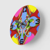 Kleurrijke Abstracte Fleur De Lis Ronde Klok (Hoek)