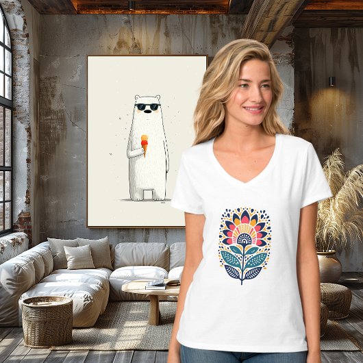 Kleurrijke Abstracte Floral Art Design T-shirt