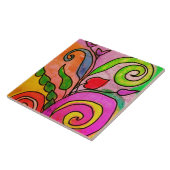 Kleurrijke Abstracte Floral Digitale Schilderij Tegeltje (Zijkant)