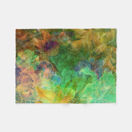 Kleurrijke Abstracte Floral Fleece Deken (Voorkant (Horizontaal))