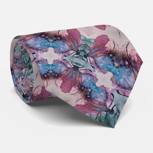 kleurrijke abstracte Floral geschilderd Stropdas (Opgerold)