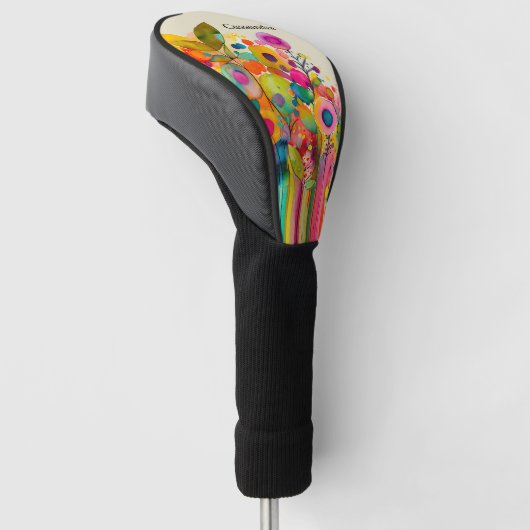 Kleurrijke Abstracte Floral Golfheadcover (Schuin)