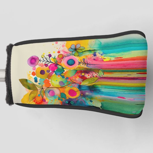 Kleurrijke Abstracte Floral Golfheadcover (Voorkant)