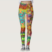 Kleurrijke Abstracte Floral Leggings (Voorkant)