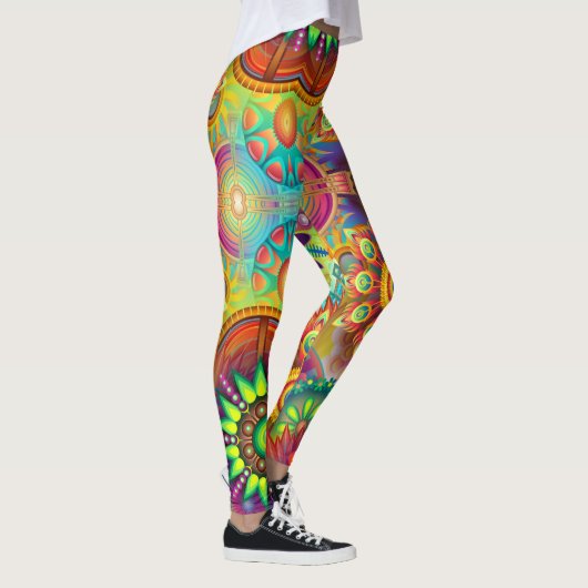 Kleurrijke Abstracte Floral Leggings (Rechts)