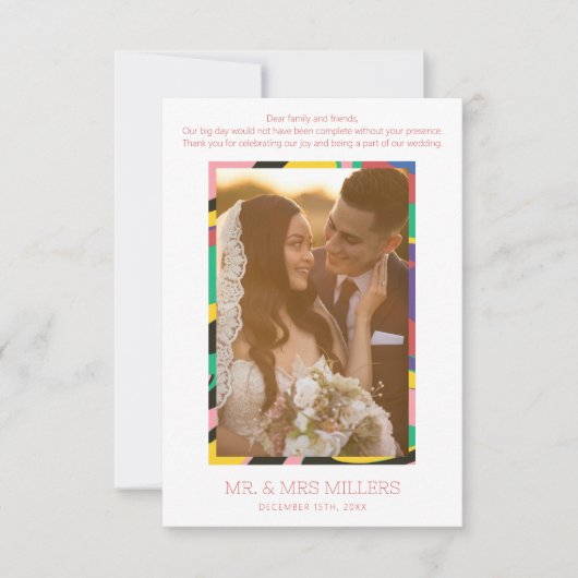 Kleurrijke Abstracte Foto Modern Bedankkaart (Voorkant)