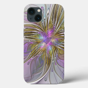 Kleurrijke Abstracte Fractal Met Roze & Goud iPhone 13 Hoesje