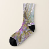 Kleurrijke Abstracte Fractal Met Roze & Goud Sokken (Links - buitenkant)