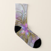 Kleurrijke Abstracte Fractal Met Roze & Goud Sokken (Rechts - buiten)