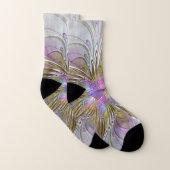 Kleurrijke Abstracte Fractal Met Roze & Goud Sokken (Paar)