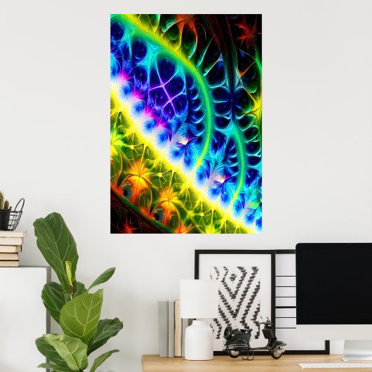 Kleurrijke abstracte fractale kunst | AI Art Poste Poster (Thuiskantoor)