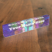 Kleurrijke Abstracte fractale tekst van Psychedeli Naambordje (Zijkant)