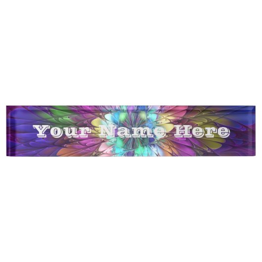 Kleurrijke Abstracte fractale tekst van Psychedeli Naambordje (Voorkant)