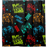 Kleurrijke Abstracte Gamers Boy Badkamer Decor Douchegordijn (Voorkant)