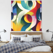 Kleurrijke Abstracte Gebogen Lint Canvas Afdruk (Insitu (Slaapkamer))