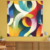 Kleurrijke Abstracte Gebogen Lint Canvas Afdruk (Insitu (Woonkamer))