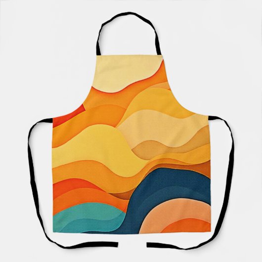 Kleurrijke Abstracte gelaagde golven Schort (Voorkant)