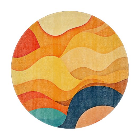 Kleurrijke Abstracte gelaagde golven Snijplank (Voorkant)