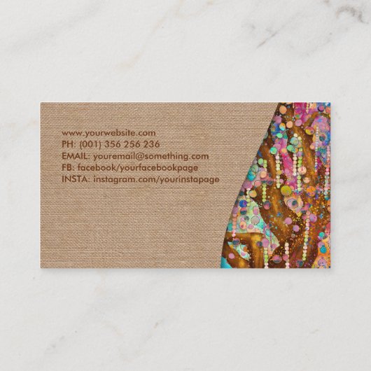 Kleurrijke Abstracte geluksboom Visitekaartje (Achterkant)