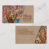 Kleurrijke Abstracte geluksboom Visitekaartje (Voorkant / Achterkant)