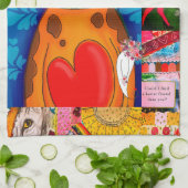 Kleurrijke Abstracte gemengde kat collage Theedoek (Gevouwen)