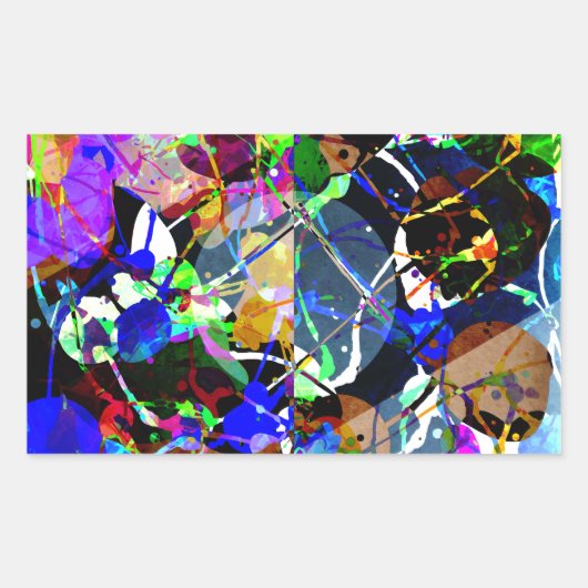 Kleurrijke Abstracte gemengde media Rechthoekige Sticker (Voorkant)