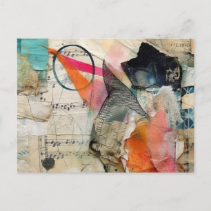 Kleurrijke Abstracte gemengde mediacollage Briefkaart