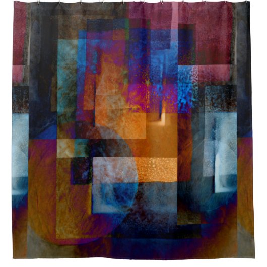 Kleurrijke Abstracte Geometrische Industriële Grun Douchegordijn (Voorkant)