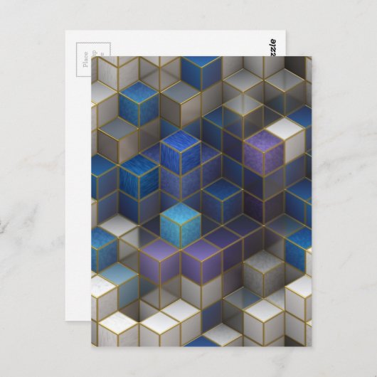 Kleurrijke Abstracte geometrische kubussen Briefkaart (Voorkant / Achterkant)