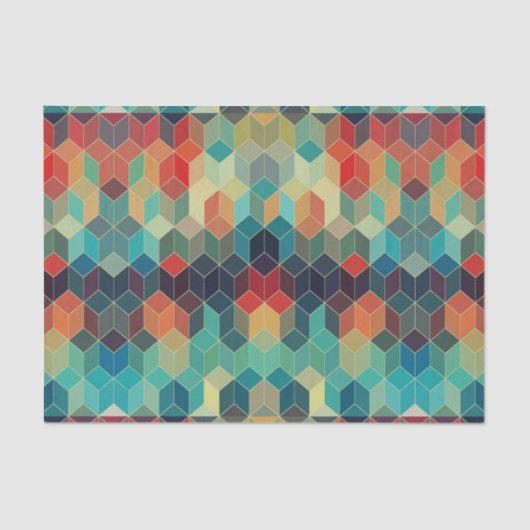 Kleurrijke Abstracte geometrische kubussen Tissuepapier (Voorkant)