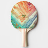 Kleurrijke abstracte geometrische marmer voeg naam tafeltennisbatje (Voorkant)