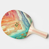 Kleurrijke abstracte geometrische marmer voeg naam tafeltennisbatje (Zijkant)