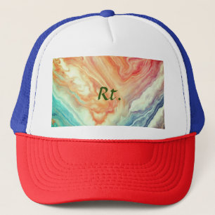 Kleurrijke abstracte geometrische marmer voeg naam trucker pet