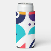 Kleurrijke Abstracte Geometrische Patroon Monogram Seltzer Blikjeskoeler (Seltzer Achterkant)