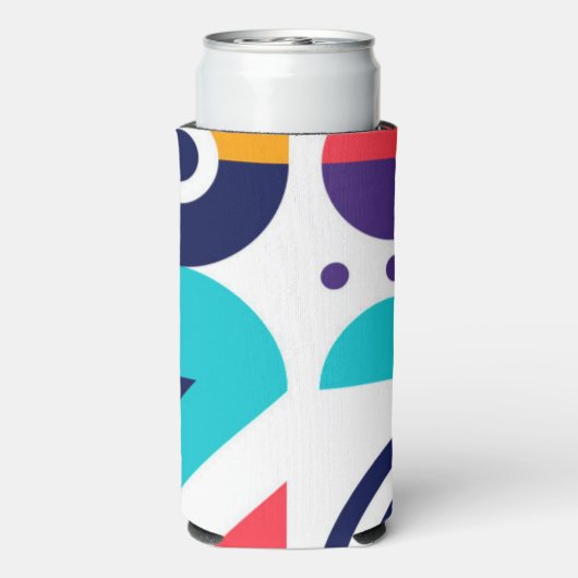 Kleurrijke Abstracte Geometrische Patroon Monogram Seltzer Blikjeskoeler (Seltzer Achterkant)