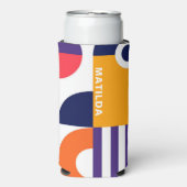 Kleurrijke Abstracte Geometrische Patroon Monogram Seltzer Blikjeskoeler (Seltzer Voorkant)