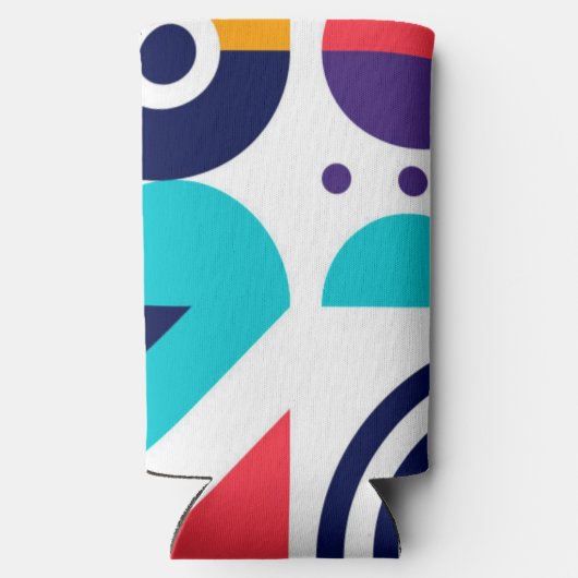 Kleurrijke Abstracte Geometrische Patroon Monogram Seltzer Blikjeskoeler (Achterkant)