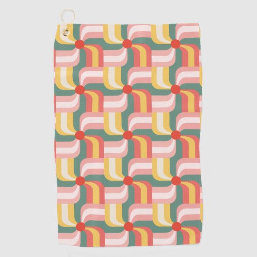 Kleurrijke Abstracte geometrische speldenwielen Golfhanddoek (Voorkant)