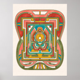 Kleurrijke Abstracte geometrische vlinder Art Nouv Poster