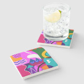 Kleurrijke Abstracte geometrische vormen Achtergro Stenen Onderzetter (Zijkant)