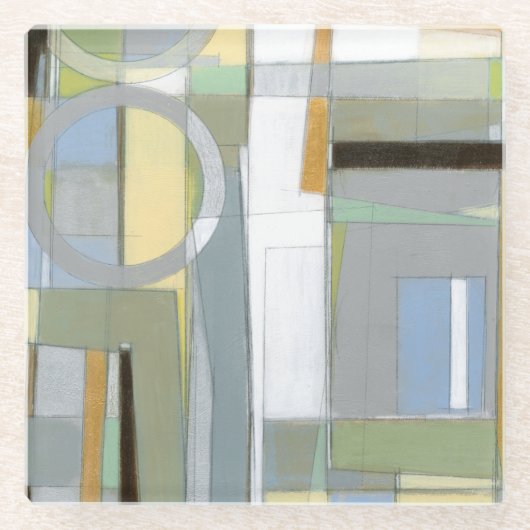 Kleurrijke Abstracte geometrische vormen Glazen Onderzetter (Voorkant)