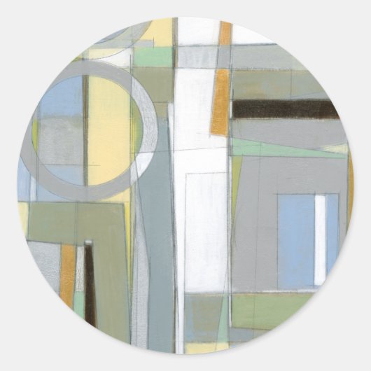 Kleurrijke Abstracte geometrische vormen Ronde Sticker (Voorkant)