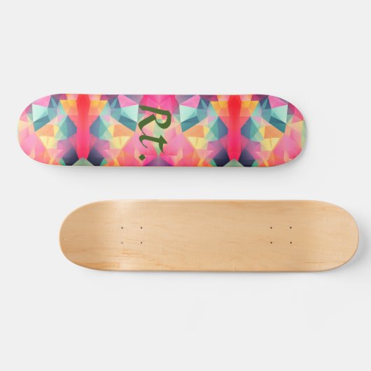 Kleurrijke abstracte geometrische vormen toevoegen persoonlijk skateboard (Horizontaal)