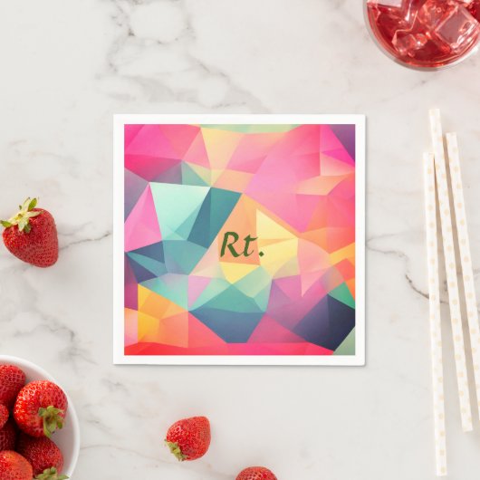 Kleurrijke abstracte geometrische vormen toevoegen servet (Insitu)