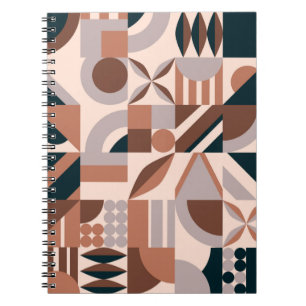 Kleurrijke abstracte geometrische vormmozaïekback notitieboek