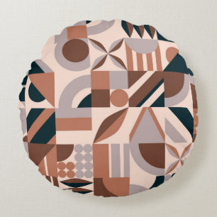 Kleurrijke abstracte geometrische vormmozaïekbackg rond kussen