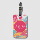 Kleurrijke Abstracte gepersonaliseerde Bagagelabel (Voorkant (verticaal))