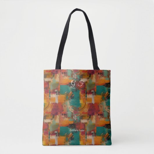 Kleurrijke Abstracte gepersonaliseerde Canvas tas (Voorkant)